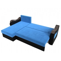 Угловой диван Меркурий Лайт (велюр голубой чёрный)  - Изображение 1